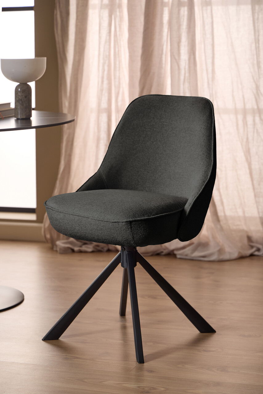 Scaun Carlton, Actona, 52x56x83.5 cm, rotativ, poliester/otel, gri inchis - view 6
