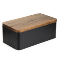 Cutie pentru paine Lomas, Homla, 33x18x13 cm, inox/lemn, negru/natur