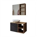 Set Dulap de Baie cu Chiuvetă și Oglindă (2 Piese), Hanah Home, 2472, MDF, Pin Atlantic / Antracit