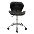 Scaun de birou Frea II, Pakoworld, 47x52x82 cm, piele ecologica/metal, negru/argintiu