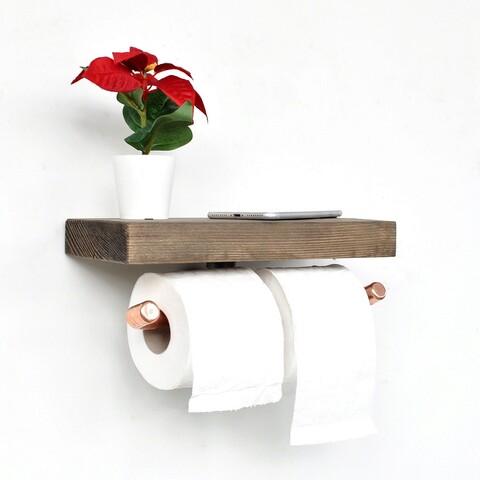 Raft de perete, evila originals, cop018, 30x12x15 cm, aur roz / nuc