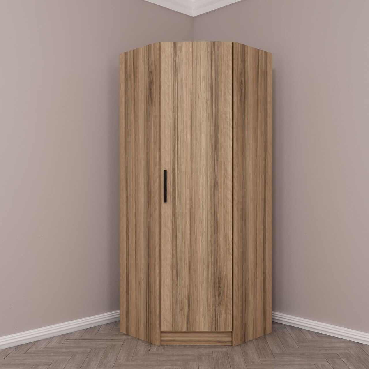 Dulap pentru haine, Minerva, Kale 1 Walnut, 74x210x52 cm, PAL, Maro - 1 | YEO