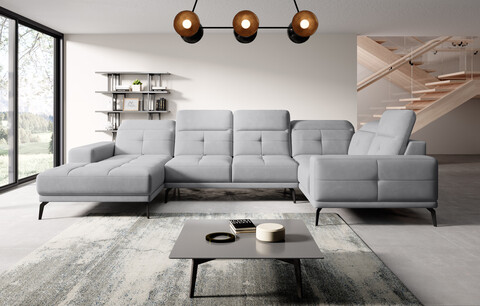Coltar dreapta 6 locuri ELTAP, RT-04SO, Neviro, 350x201x77 cm, lemn/poliester, gri deschis