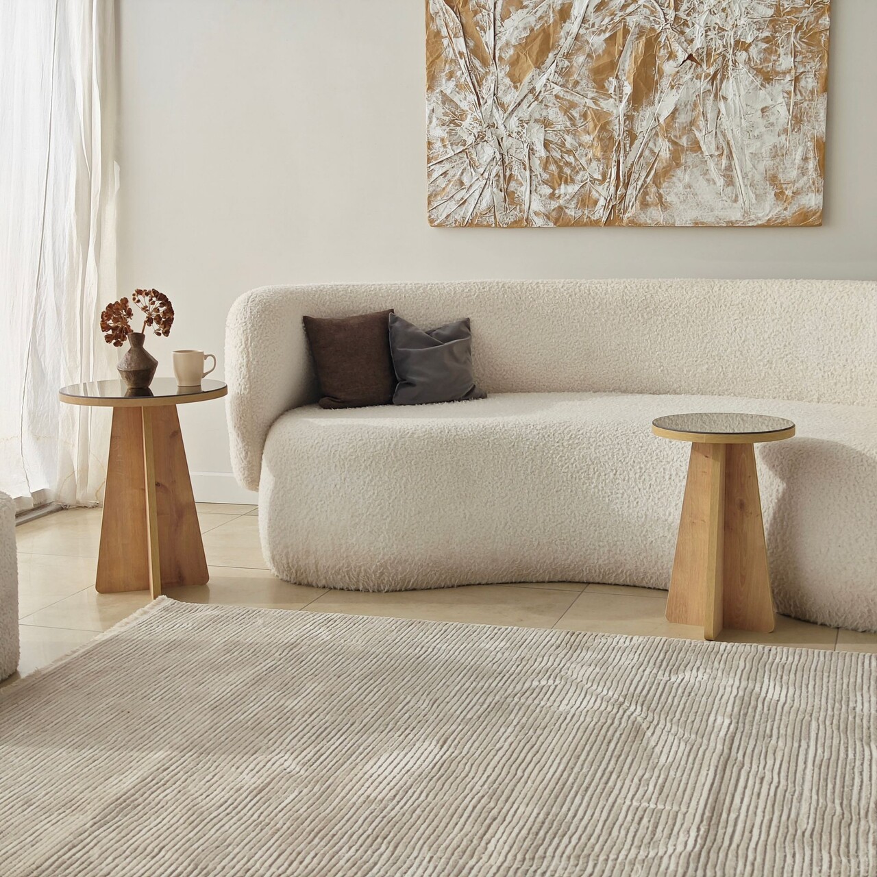 Set masute 2 piese, Hanah Home, Luna 2, Bronz / Stejar Safir - imagine 7