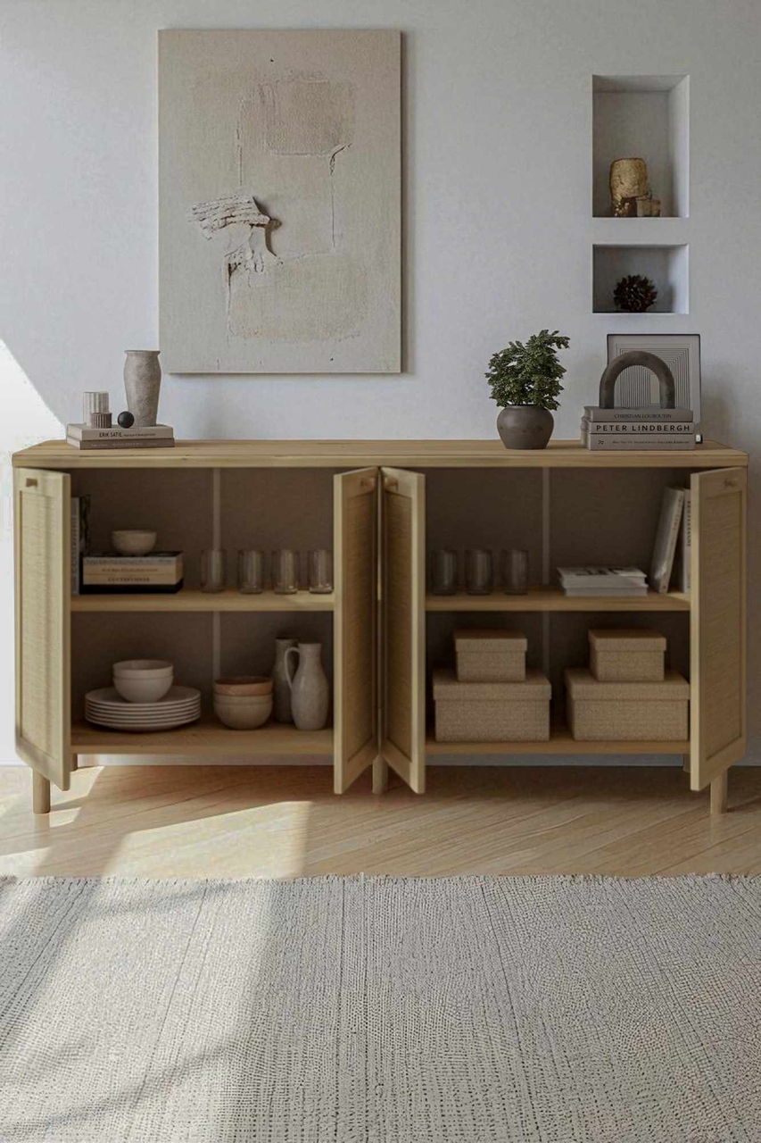 Bufet, Hanah Home, Baru, 160x80x42 cm, Bej - view 3