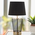 Veioza, Mauro Ferretti, Tower, 220 V, E27, max 40W, Ø 25 x 44 cm, fier/hartie/textil, negru/auriu
