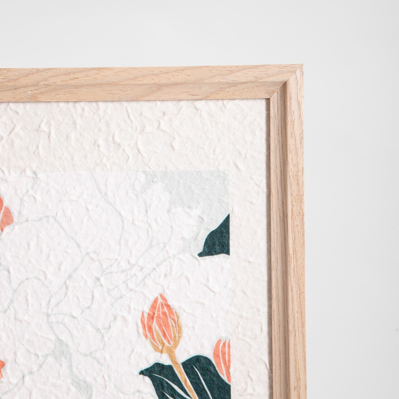 Tablou decorativ floare Saaro, Homla, 40x50x2 cm, lemn/hartie, natur — imaginea 2