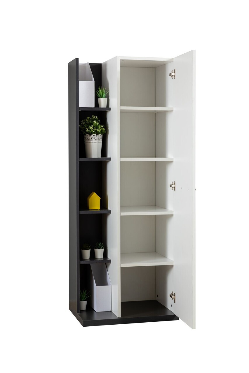 Corp biblioteca, Hanah Home, Relax, 61x160x41 cm, PAL, Alb / Antracit / Galben / Maro - view 2