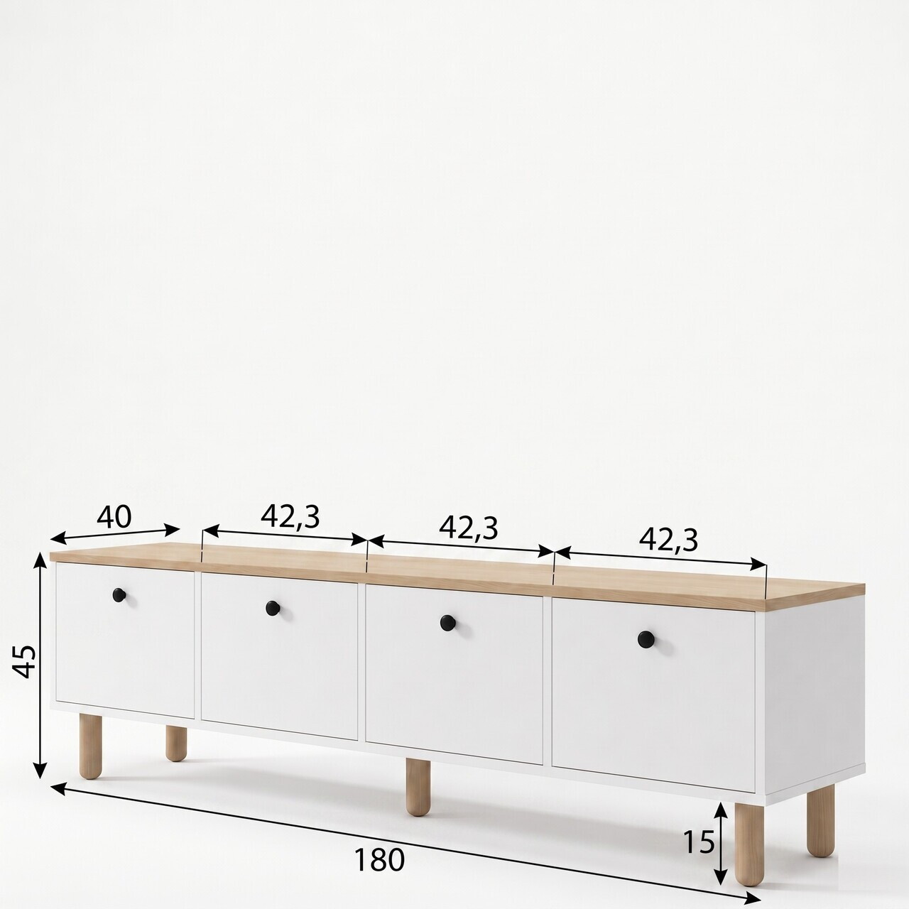 Comoda TV, Hanah Home, Pura, 180x50x40 cm, Stejar Safir / Alb — imaginea 5