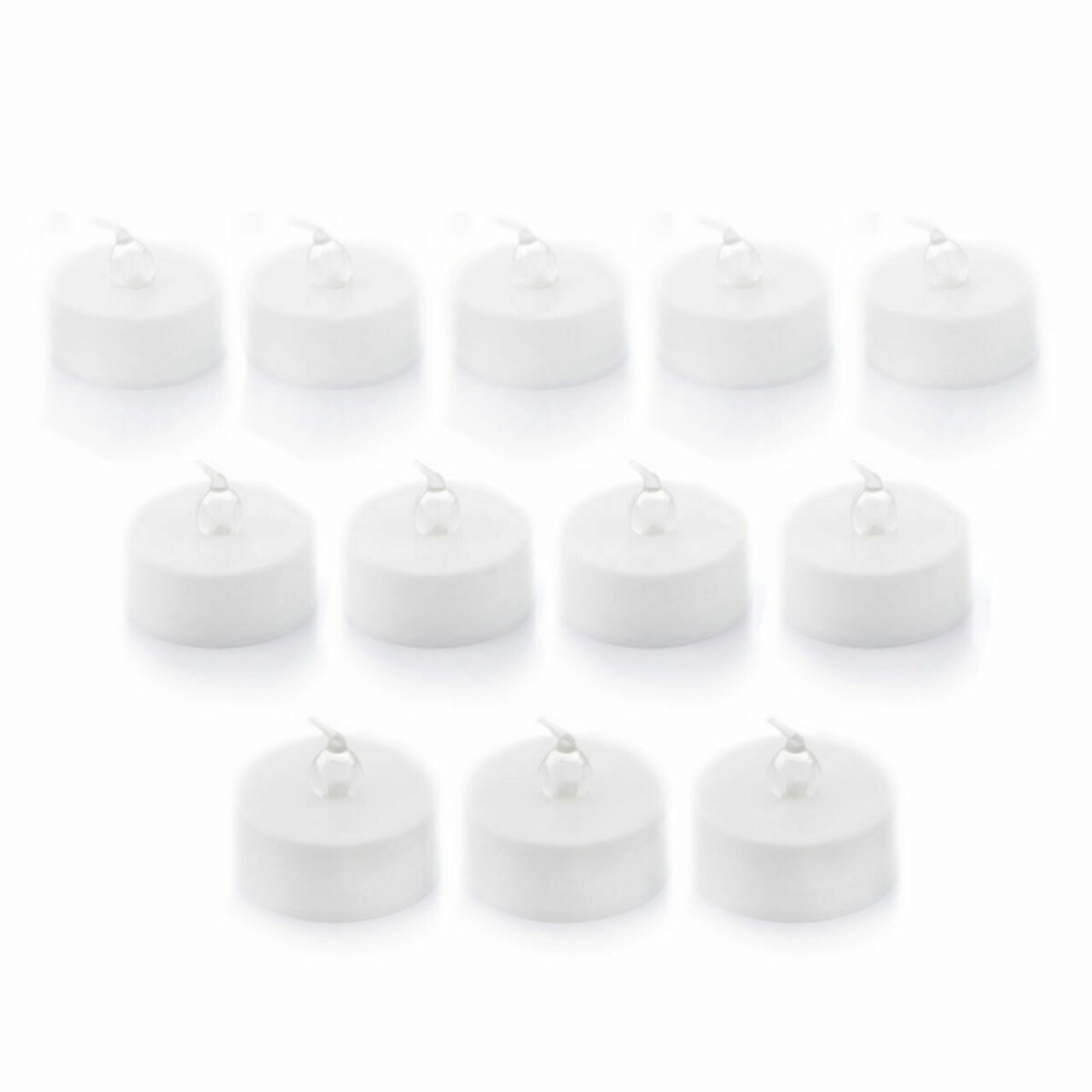 Set 12 lumanari LED tip pastile, Tealight Romandle, InnovaGoods, cu baterii, 70-75 h, Ø3.7 x 3.5 cm, alb