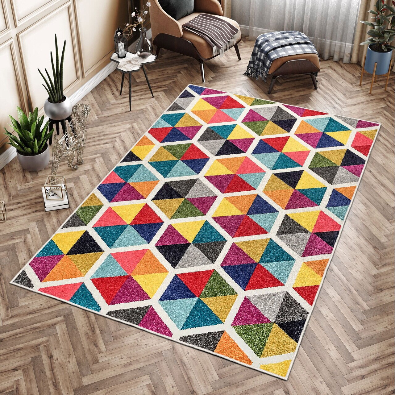 Covor, Woopamuk287, 80x120 cm, Bumbac/Poliester, Multicolor - view 2