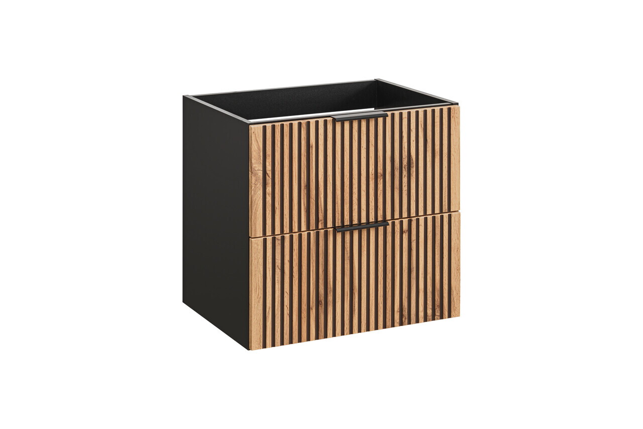Set mobilier baie, dulap cu lavoar, 60 cm, Xilo, Comad, MDF/PAL laminat, stejar wotan/ gri piatra — imaginea 6