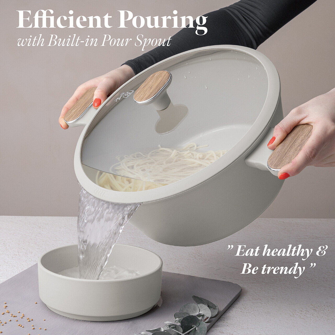 Oala cu capac Berlinger Haus, Sahara Nordic, 28 cm, 6.3 L, aluminiu forjat, crem mat/natur - imagine 9