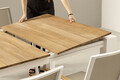 Masa extensibila pentru gradina/terasa Cameron, Bizzotto, 253 - 319 - 384 x 110 x 75 cm, aluminiu/lemn de tec, alb/natural