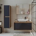 Set Dulap de Baie cu Chiuvetă și Oglindă (3 Piese), Hanah Home, 1700, MDF-LAM, Pin Atlantic / Antracit