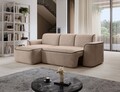 Coltar stanga 4 locuri ELTAP, Ume, 287x190x88 cm, lemn/poliester, bej inchis/negru
