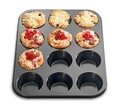Tava pentru copt briose, Kuchenprofi, 27 x 35 cm, otel carbon, gri antracit