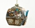 Glob Ski elevator with Santa, Decoris, H11 cm, sticla, multicolor
