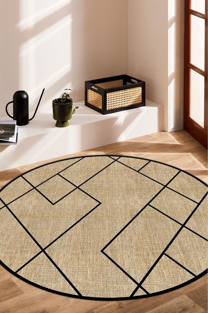 Covor, DC-0501168-0028, 160x160 cm, Poliester, Negru