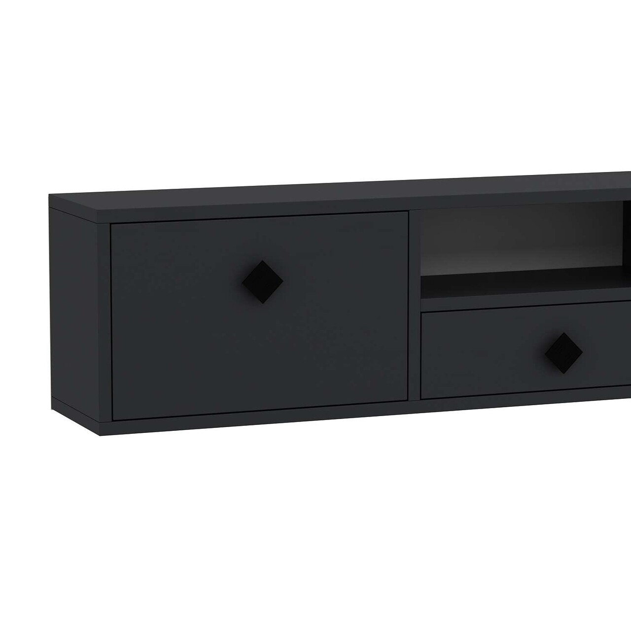 Comoda TV, Hanah Home, 1305-DROP-1, 140x30x30 cm, PAL , Antracit / Negru - view 5
