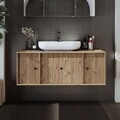 Dulap de baie cu chiuvetă, Hanah Home, 2565, MDF, Maro