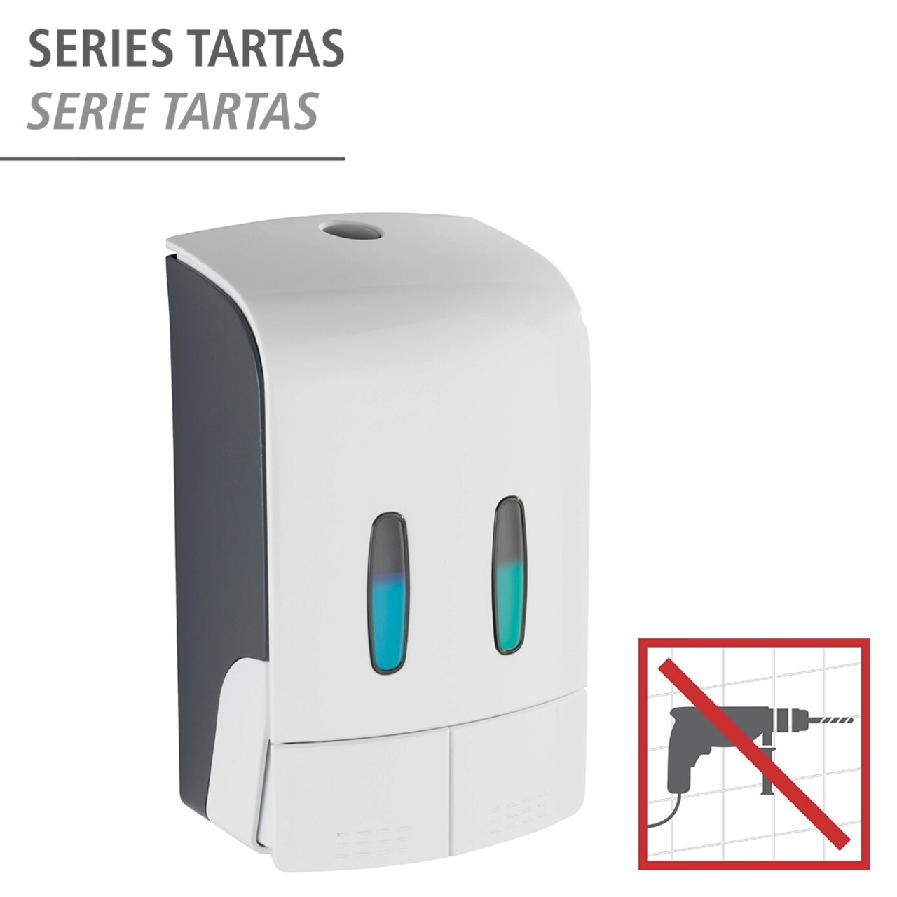 Dozator sapun lichid si dezinfectant, Wenko, 2 Chamber, 14.5 x 9 x 24 cm, 480 ml, plastic, alb/gri - view 7