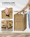 Cos de rufe, Songmics,  46x33x60 cm, 90 L, ratan sintetic/fier/bumbac, maro