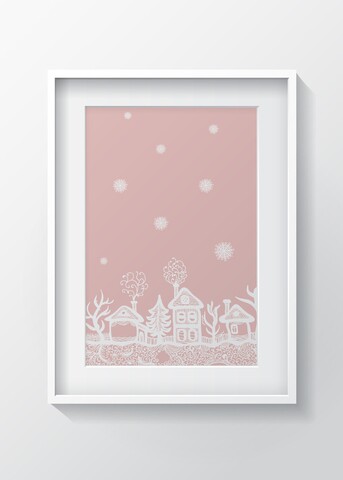 Tablou decorativ snowflake, oyo kids, 29x24 cm, lemn/mdf, multicolor