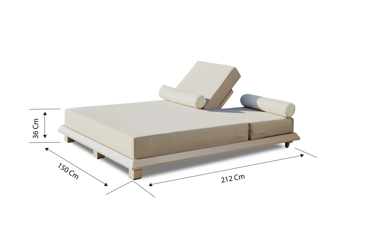 Sezlong de gradina, Clara, Hera, 150x36x212 cm, Ofelina, Bej