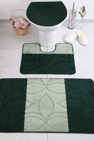 Set 3 covorase de baie erdek, confetti, 47x50 cm/50x60 cm/60x100 cm, verde