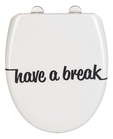 Capac de toaleta cu sistem automat de coborare, wenko, easy-close have a break, 38 x 45 cm, duroplast, alb/negru