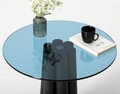 Masuta de cafea, Neostill, Thales, 50x50x50 cm, Sticla temperata, Negru/Albastru