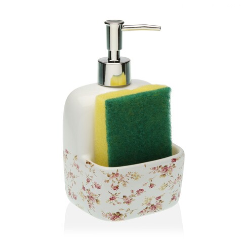 Dozator pentru detergent de vase cu suport burete maggie, versa, 9.4x17.8 cm, ceramica