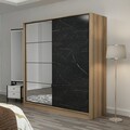 Dulap pentru haine, Minerva, Kale, 180x190x52 cm, PAL, Dore / Negru