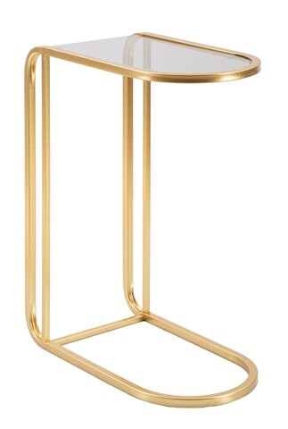 Masuta de colt, mauro ferretti, end, 45 x 25 x 60 cm, fier/sticla, auriu