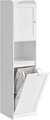 Dulap inalt de baie cu cos de rufe, Vasagle, 40x40x170 cm, MDF/poliester, alb nor