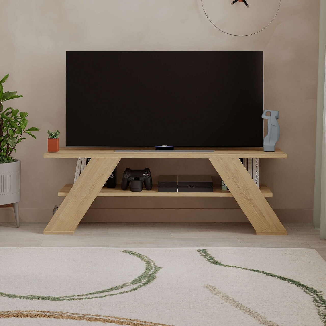 Comoda TV, Hanah Home, Farfalla, 120x40x33.5 cm, PAL, Stejar - view 2