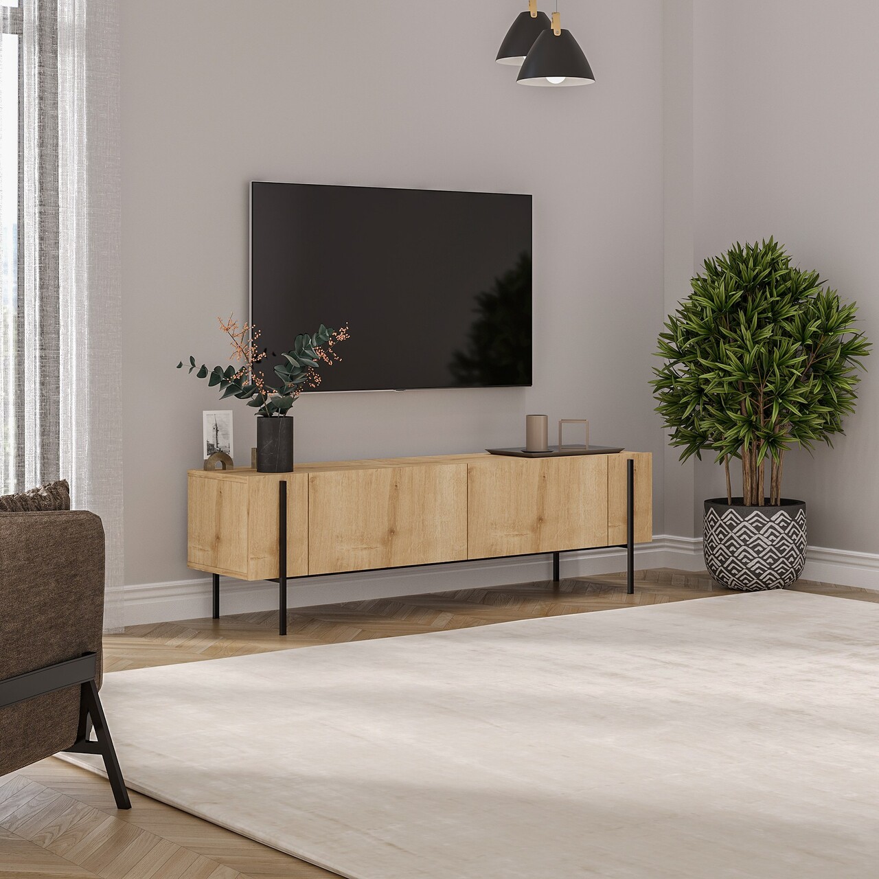 Comoda TV, Odessa, Herman, 160x45.6x31.4 cm, Maro - 1 | YEO