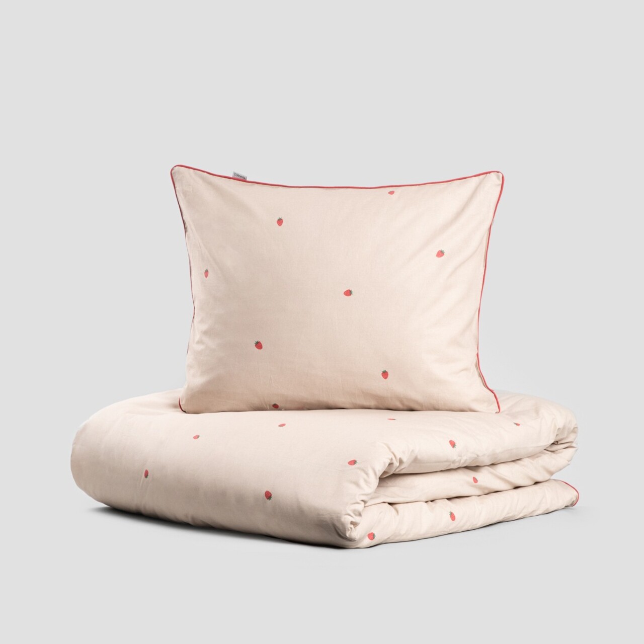 Lenjerie de pat King Size, Fresas, Homla, 200x220 cm, 3 piese, bumbac, bej/rosu - view 2