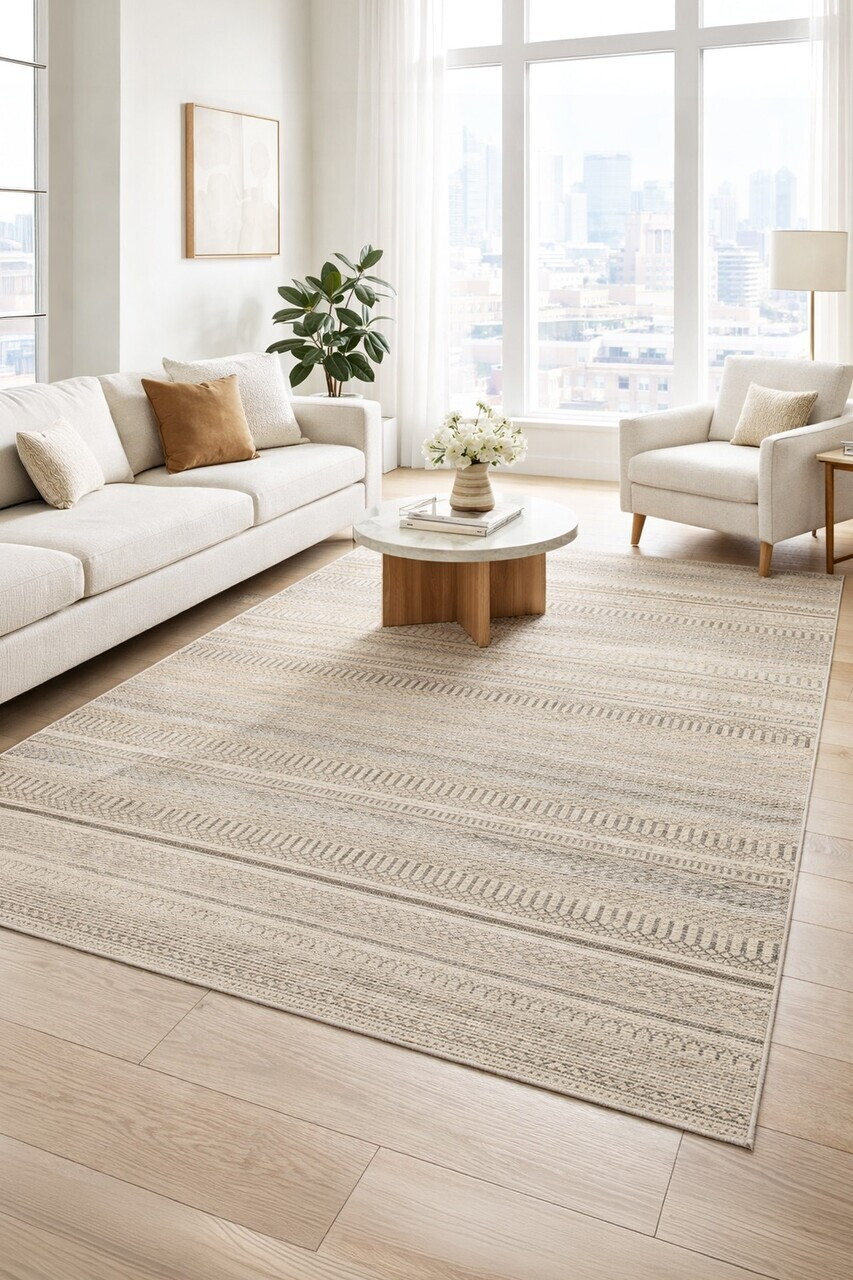 Covor, CLR-7388-HALI-21, 80x100 cm, Poliester, Crem