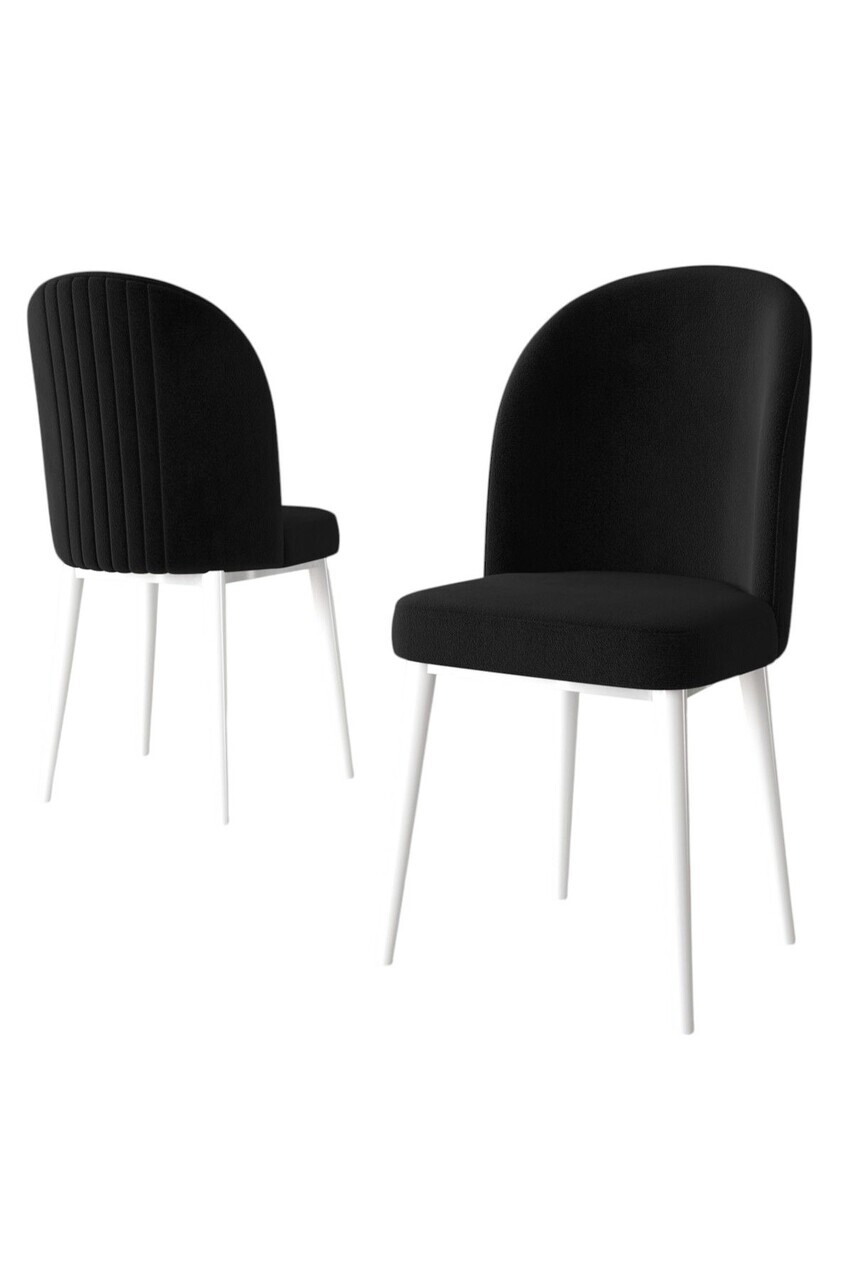 Set scaune 2 piese, Hanah Home, Aste, Alb/Negru — imaginea 2