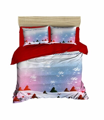 Poza Lenjerie de pat dubla Xmas-439, Pearl Home, 3 piese, amestec bumbac, multicolor