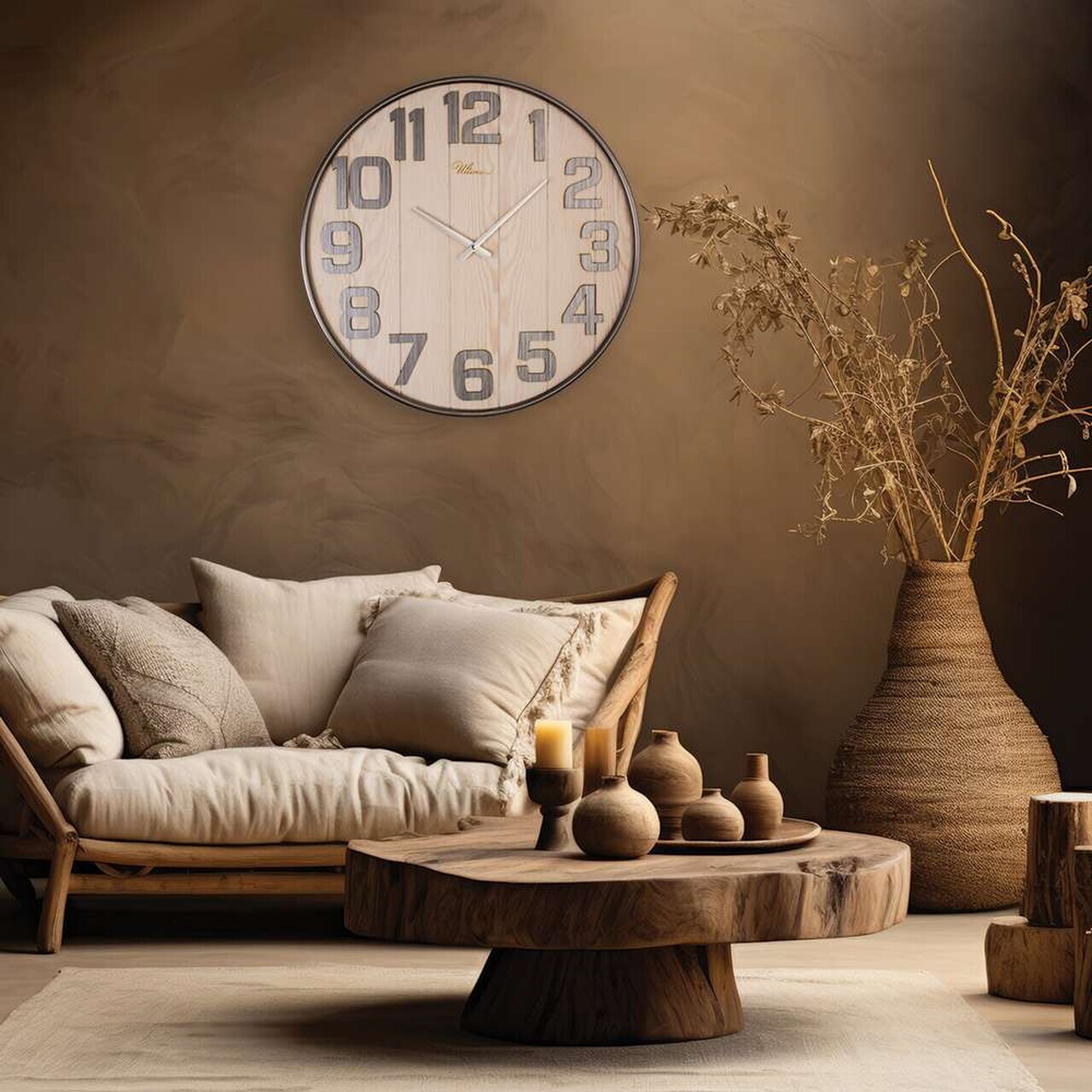 Ceas de perete, Antique Medium, 80% MDF/20% OȚEL, Dimensiune: 62 x 62 cm, Lemn