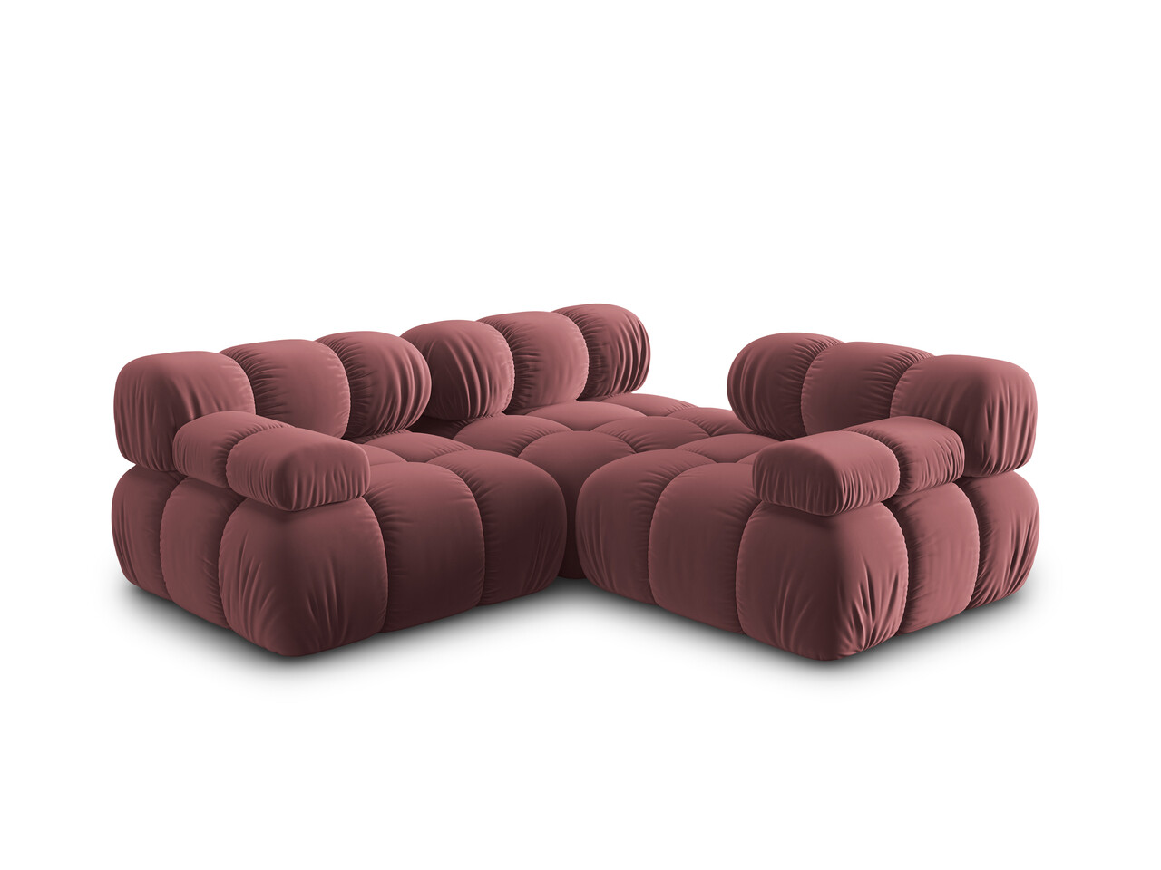 Canapea modulara 3 locuri, Bellis-51, Micadoni Home, 282x94x70 cm, catifea, roz - 2 | YEO