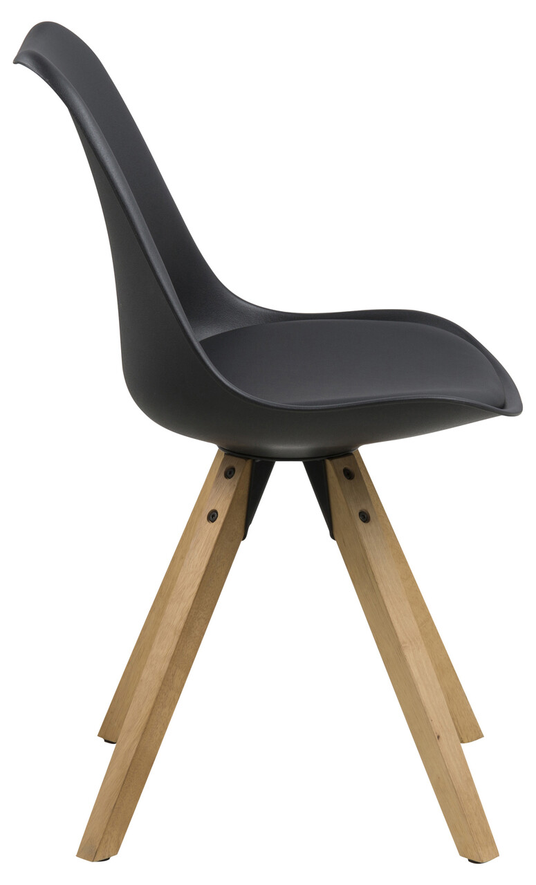 Scaun Dima, Actona, 48.5x55x85 cm, piele ecologica/lemn de cauciuc, negru/natural - view 9