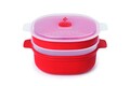 Recipient dublu pentru gatit la aburi in cuptorul cu microunde, Snips Steamer, 4 L, polipropilena, rosu