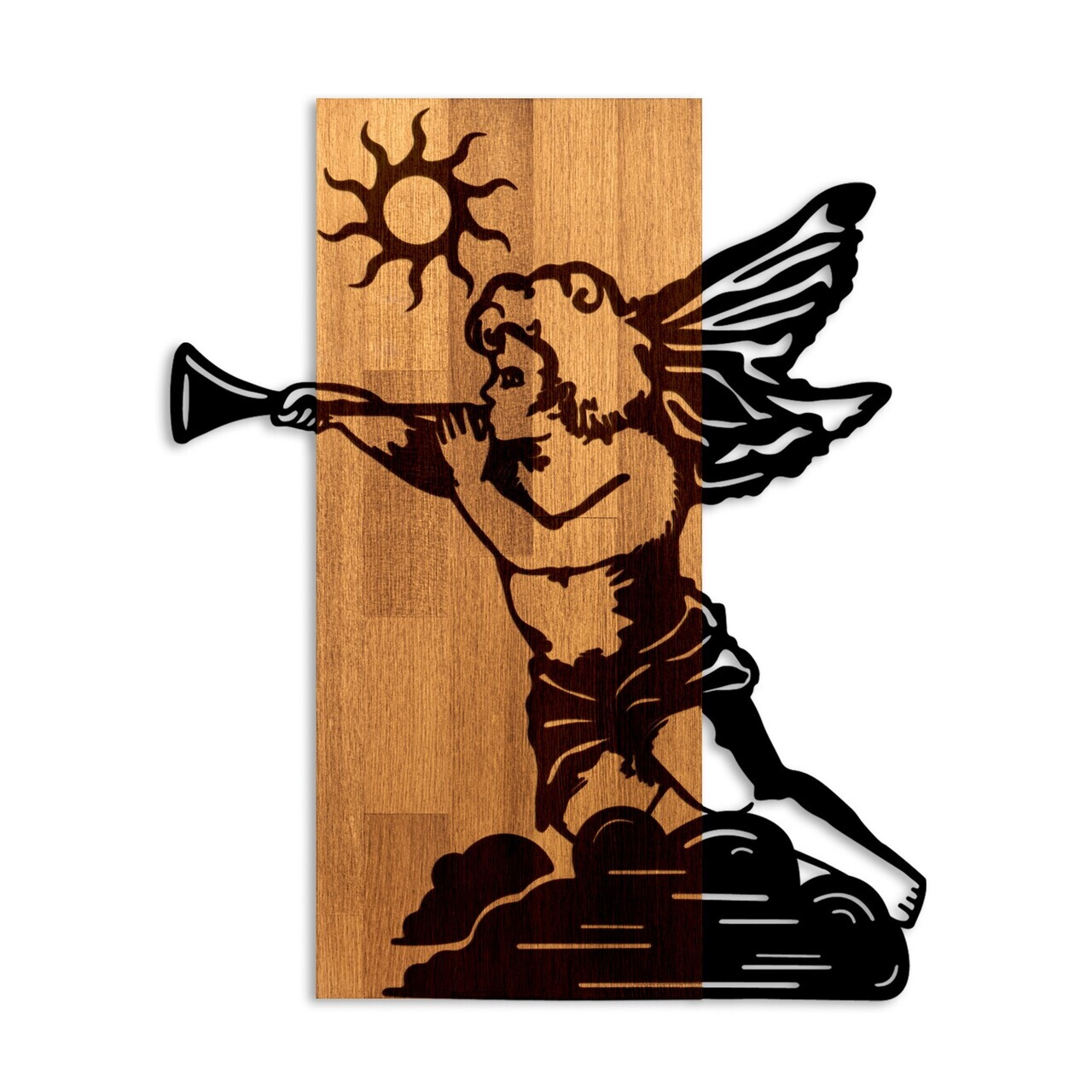 Decoratiune de perete, Eros 03, Lățime: 46 cm, Nuc / Negru — imaginea 5
