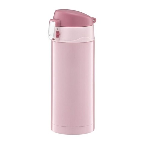 Cana termos cu buton de siguranta glossy, ambition, 300 ml, inox, roz