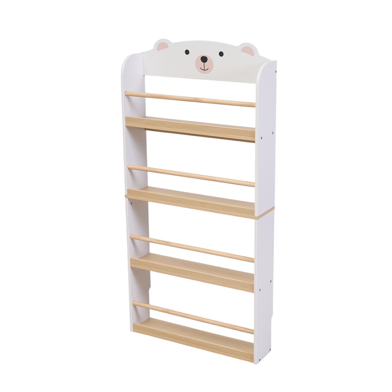 Raft depozitare carti si jucarii Bear, U-Grow, 60x15x123 cm, MDF, alb/natur - view 4
