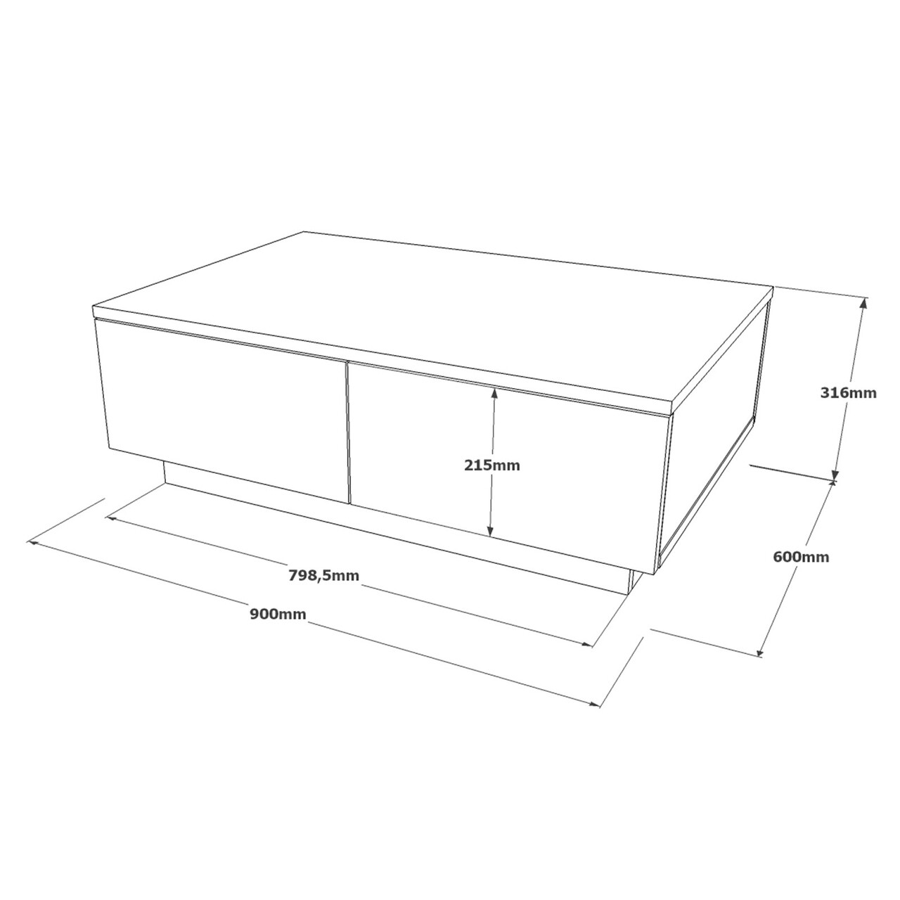 Masuta de cafea LV17-GT, Yardley, 90x60x31.6 cm, argintiu/antracit